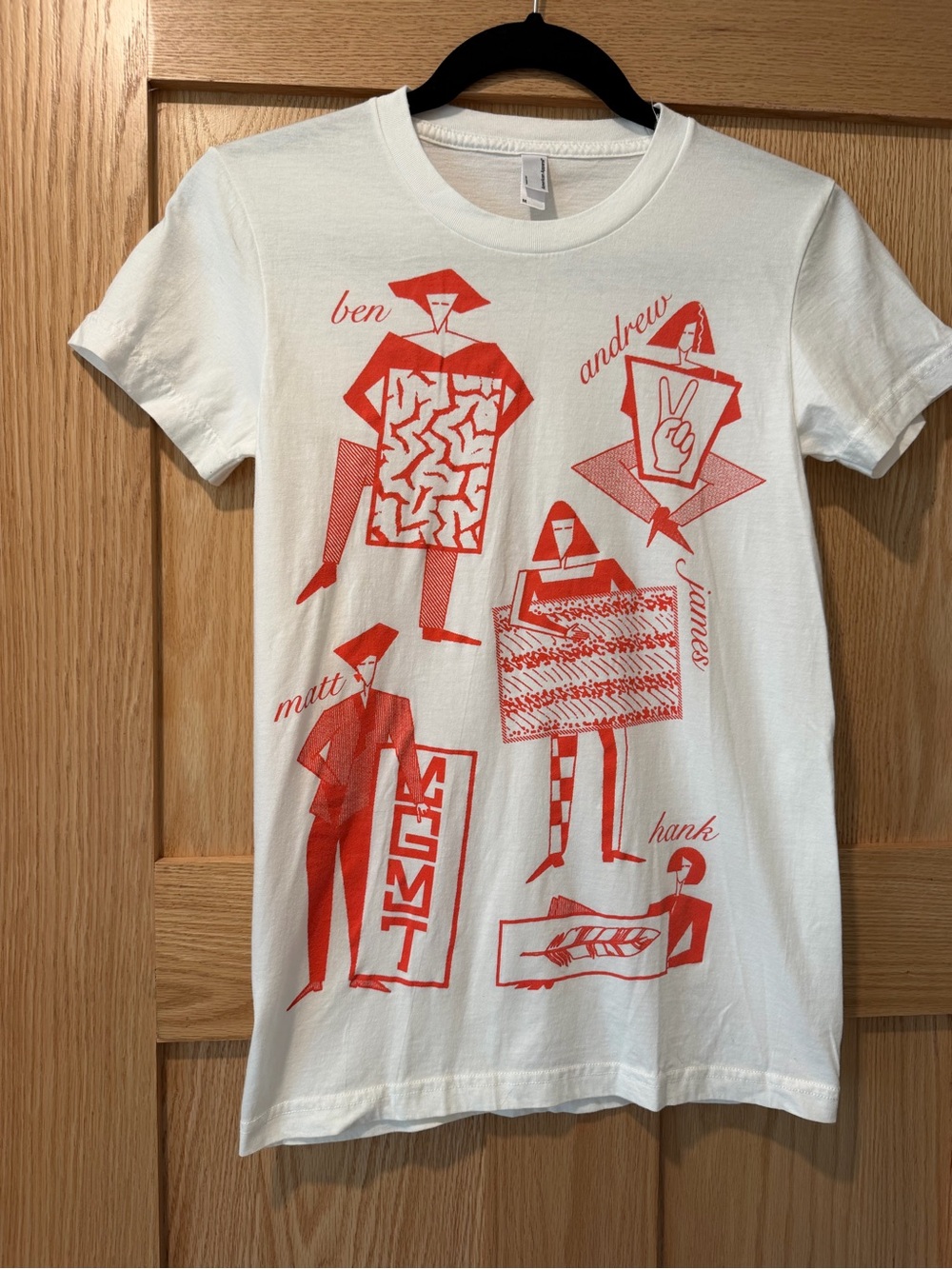 Vintage MGMT American Apparel White Tee with Red Graphic Art